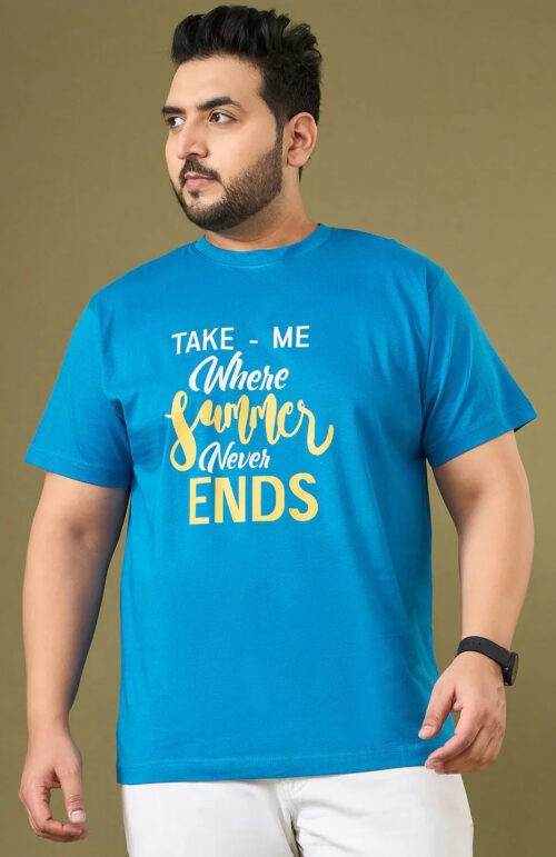 Men Plus Size Ceyora Blue Printed Round Neck Tshirt