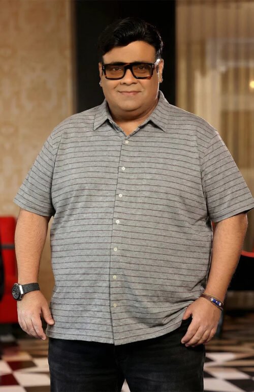 Men Plus Size Epoch Grey Striped Casual Shirt
