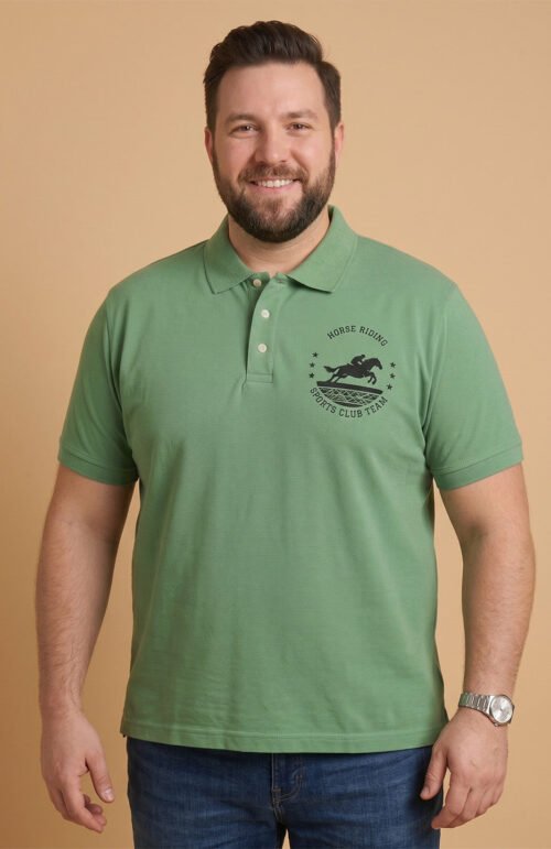 Men Plus Size Unripe Light Green Printed Polo