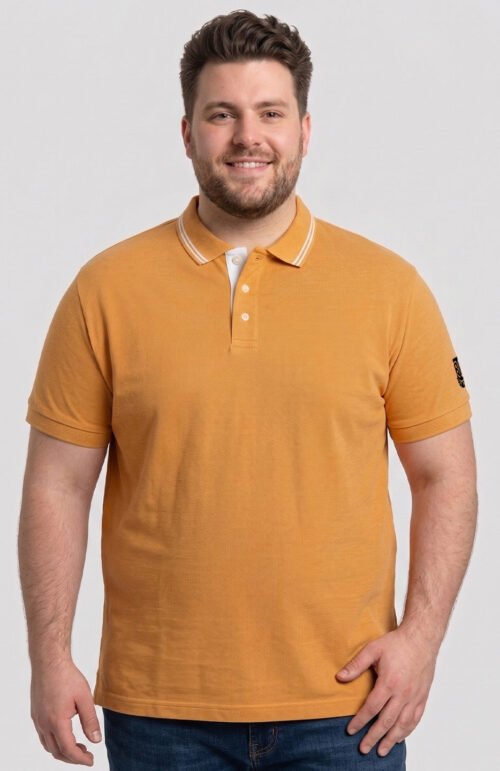Men Plus Size Inscription Yellow Printed Polo