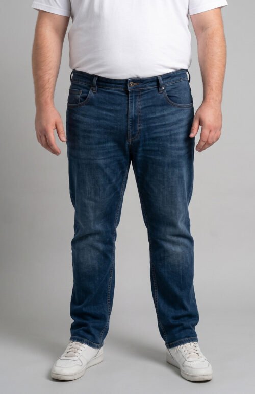 Men Plus Size Dexvion Navy Blue Tinted Wash Jeans