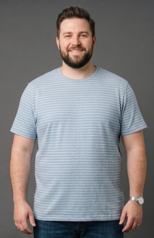 Men Plus Size Torvyn Blue Textured Round Neck