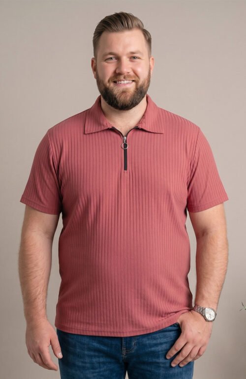 Men Plus Size Zinnia Pink Solid Polo