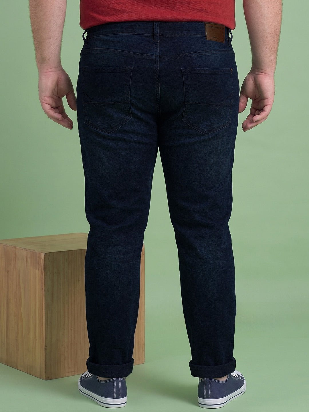 Men Plus Size Karbonix Navy Blue Tinted Wash Jeans - Image 3