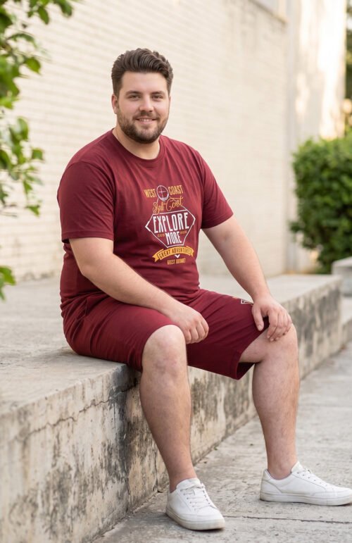 Men Plus Size Lumivox Maroon Printed Co-Ords