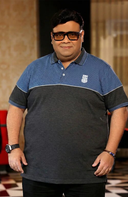 Men Plus Size Propulse-Grey Striped Polo Tshirt