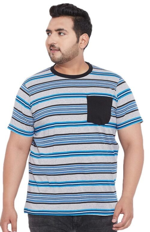 Men Plus Size Sean Striped Round Neck Tshirt