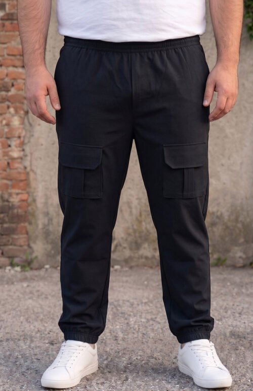 Men Plus Size Urbanstride Black Solid Trackpants