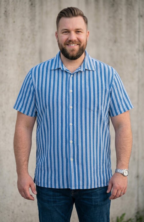 Men Plus Size Tidetrail Blue Striped Shirts